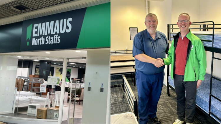 Calvin Fullwood Director at Wholesale Beds and John Webbe Executive Lead Emmaus North Staffs (image via Emmaus North Staffs)