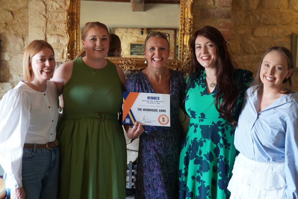 Alicia Kearns with the winners of Rutland and Stamford's Favourite Pub Award, The Woodhouse Arms (Photo: Alicia Kearns MP)