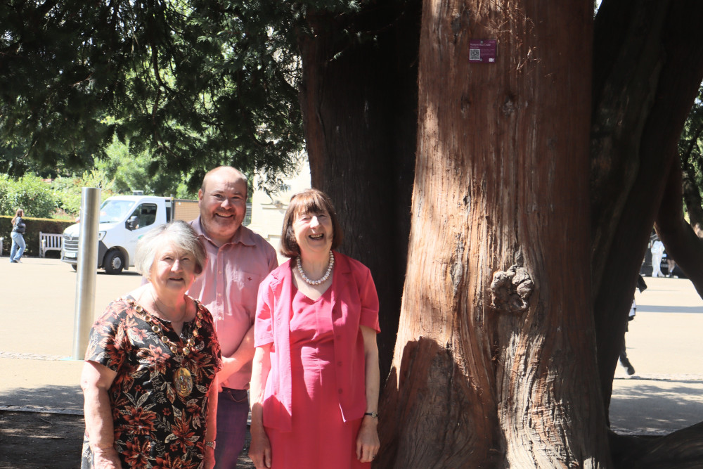 WDC Chairman Cllr Pam Redford, Cllr Will Roberts and Cllr Sidney Syson in Jephson Gardens (image supplied)