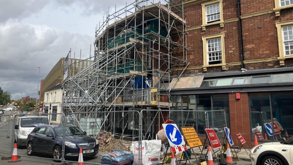Repair work has begun at a historic building in Newcastle town centre (image via Newcastle-under-Lyme Borough Council)