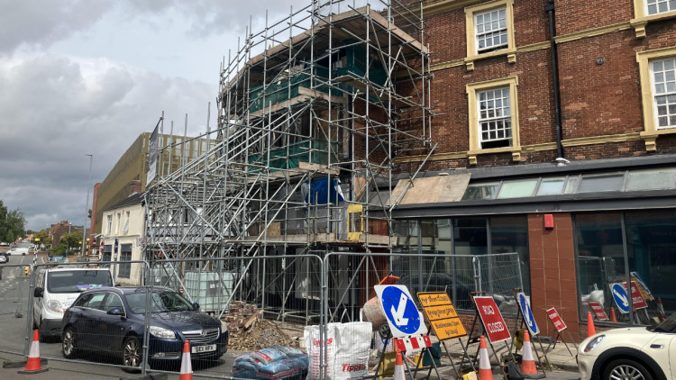 Repair work has begun at a historic building in Newcastle town centre (image via Newcastle-under-Lyme Borough Council)