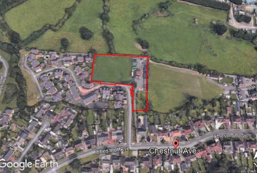 The application site for nine new homes on land adjacent to Alfred King Close at Shavington (Credit: Google Maps)