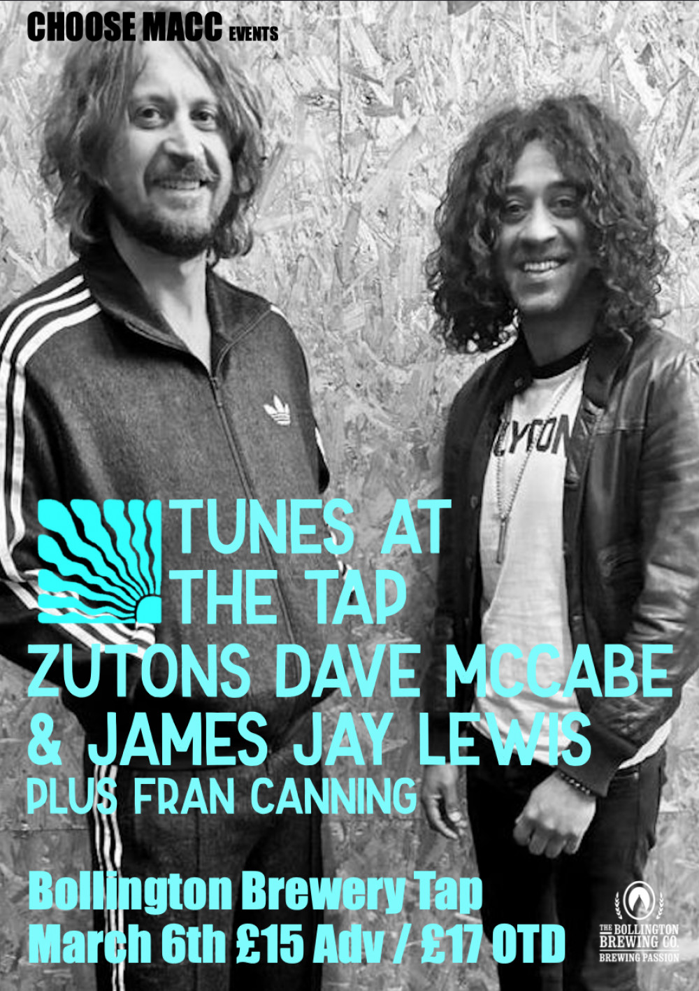 Tunes at the Tap with Zutons Dave McCabe & James Jay Lewis at Bollington Brewery Tap