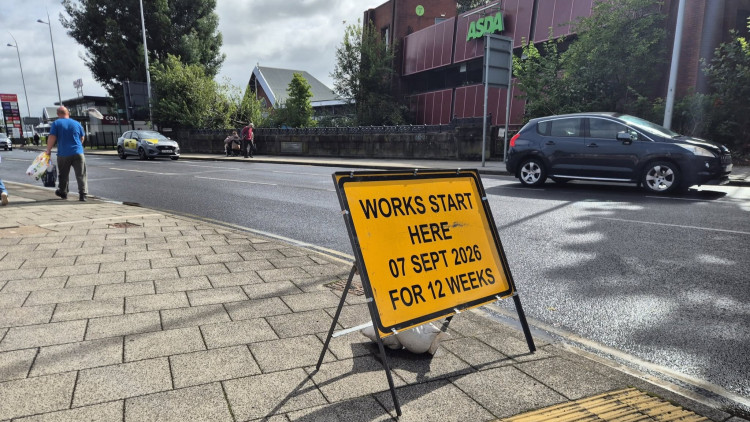 The westbound carriageway between the Peel Centre roundabout and the ASDA crossroads will be closed for 12 weeks from 7 September (Image - Stockport Council)