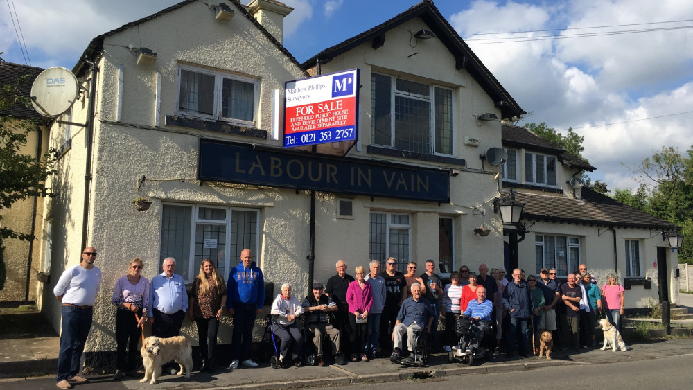 Residents outside The Labour In Vain in Yarnfield In 2023 (image via LDR Kerry Ashdown)