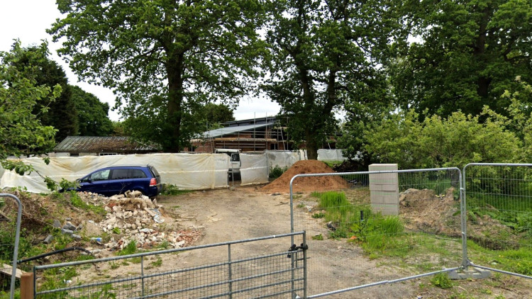 That application was a prior notification, under class Q permitted development rights, and the conversion got under construction in 2023, but work was halted by council enforcement officers (Image via LDRS)
