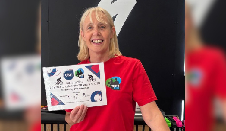 Jez Matthews, youth services project co-ordinator at DSN, set off from the charity’s Macclesfield office on Wednesday, September 9 (Credit: Supplied)