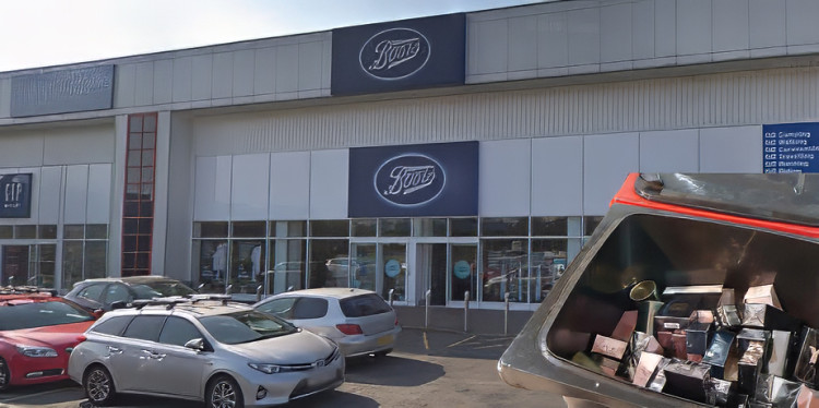 Thieves struck at this Boots store in the middle of the night and tried to wheel stolen items away in wheelie bins.