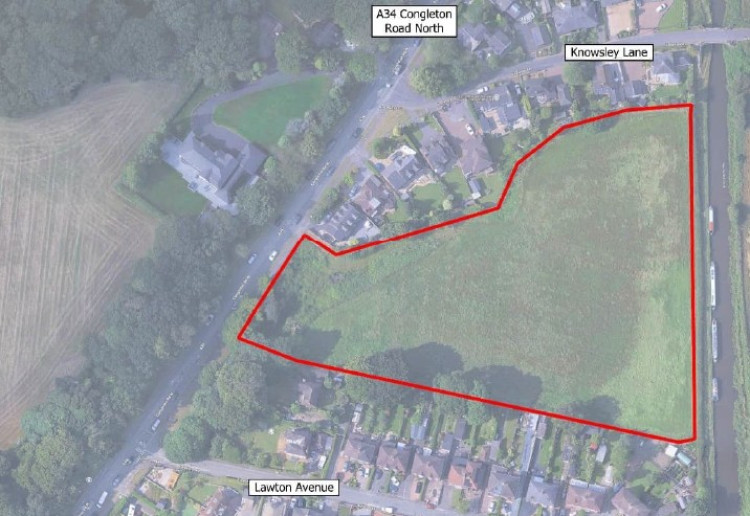 Church Lawton 48 homes application site (From planning docs) The application site for up to 48 homes on land off Congleton Road North at Church Lawton (from planning docs)