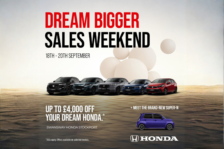 Our Motors partner, Honda Stockport, is inviting local motorists to come along to its Dream Bigger Sales Event from 18th to 20th September (Image - Swansway Garages)