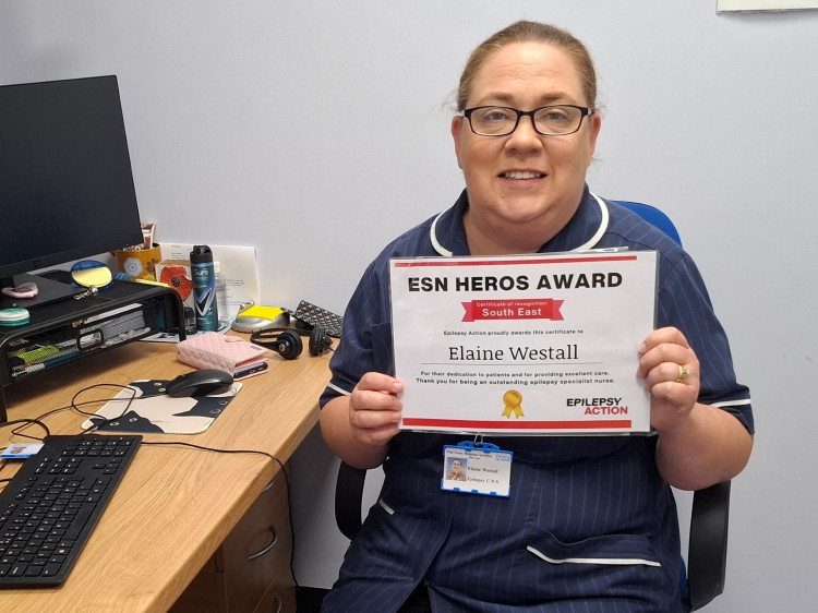 Elaine Westall with her certificate