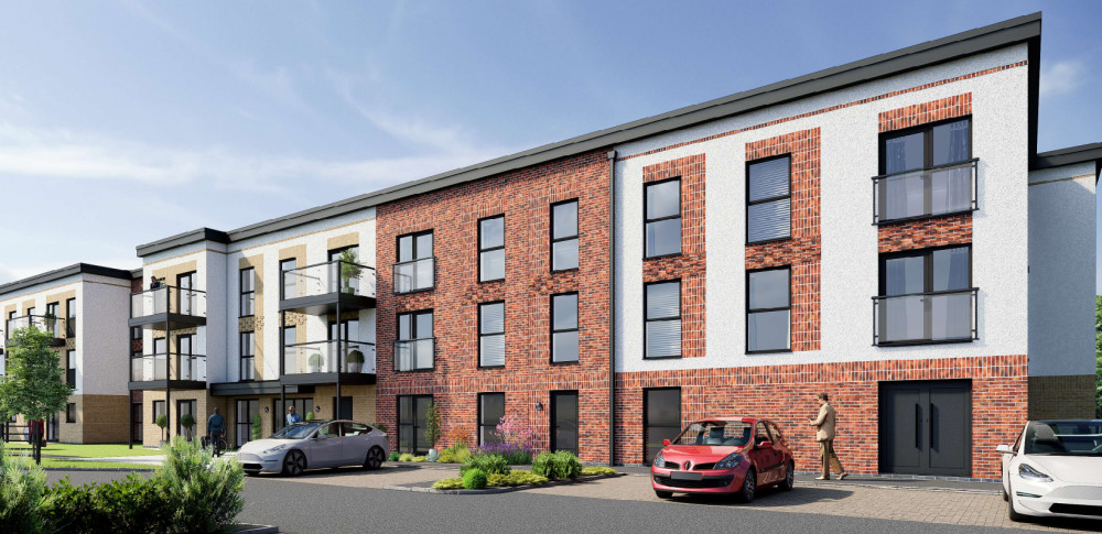 An artist's impression of the proposed block of flats at Harbury Lane (image via planning application)