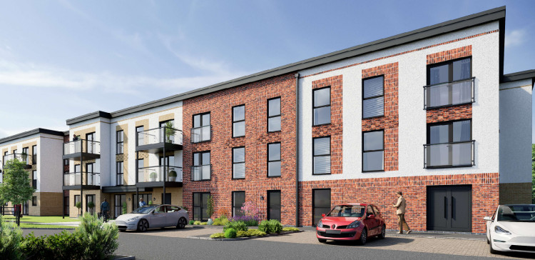 An artist's impression of the proposed block of flats at Harbury Lane (image via planning application)