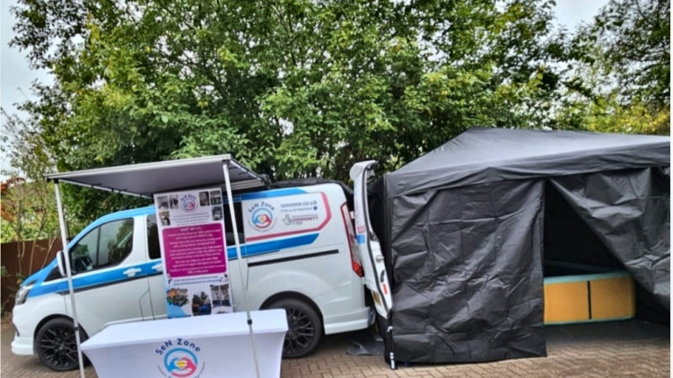 The van plays a key role in transporting sensory equipment, toys and tents used to create safe and calming spaces for children at community events (Image supplied)