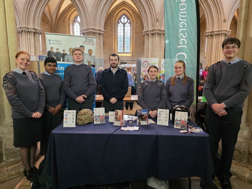 Wells Cadets running a stand at the Wells Community Day in the cathedral