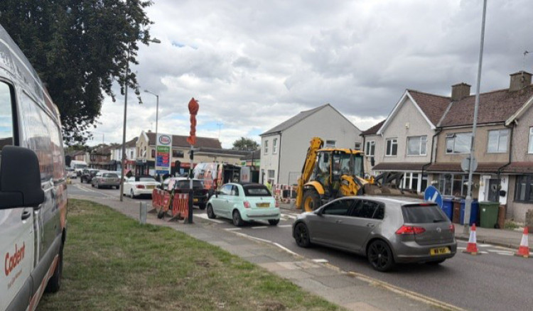 The scene on London Road at lunchtime. 