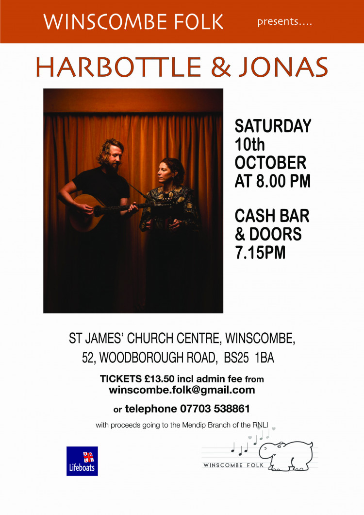RNLI MENDIP FOLK CONCERT "HARBOTTLE & JONAS" SATURDAY 10 OCTOBER