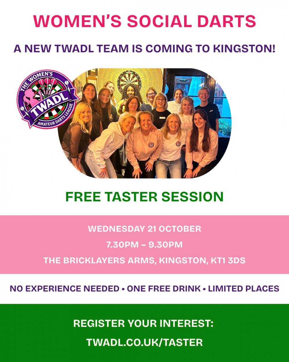 FREE women's social darts taster session