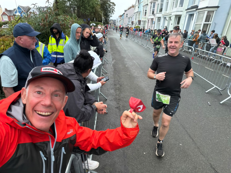 David Blick from Leamington completed IRONMAN Wales in memory of his late mum, overcoming tough conditions and raising funds for Breast Cancer Research (image supplied) 