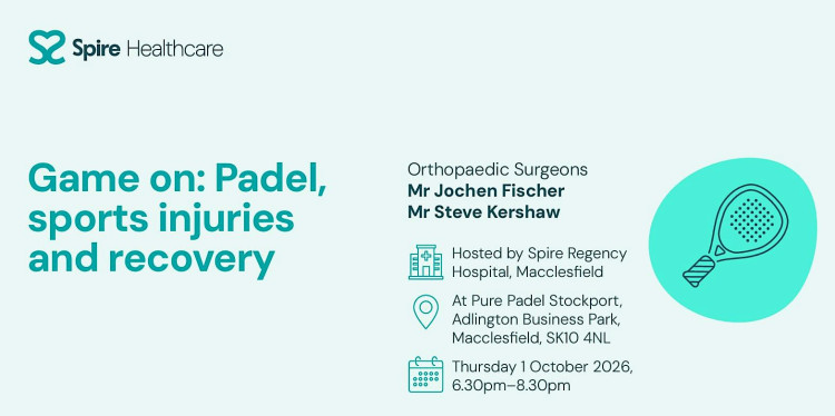 ire Regency Hospital is hosting an evening at Pure Padel Stockport, offering expert advice on common sporting injuries and how to stay injury-free on the court. (Image: Spire Regency Hospital)