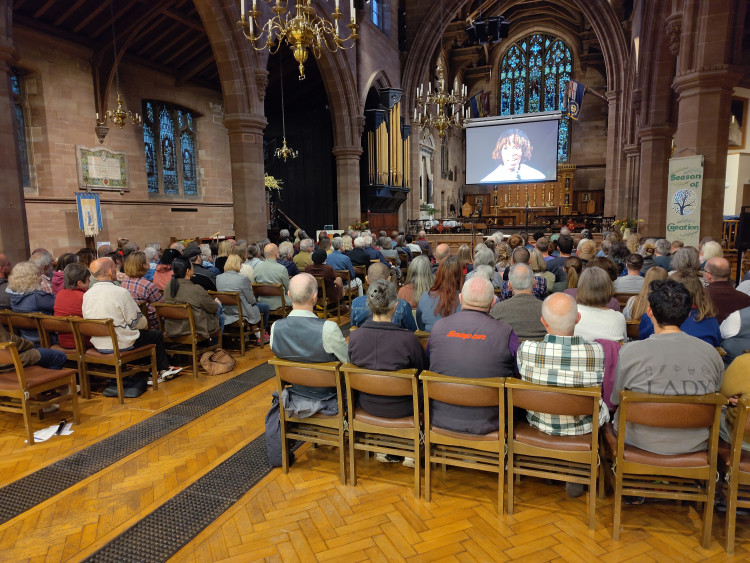 Dozens of people filled St Michael's Church for a screening of The People’s Emergency Briefing (Credit: Supplied)