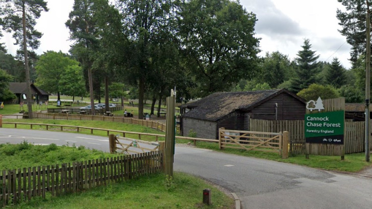The entrance to Cannock Chase Forest at Birches Valley near Slitting Mill (image via Google street view)