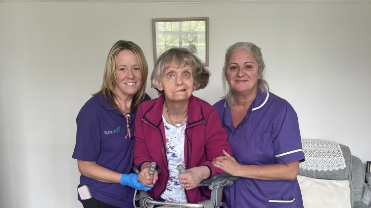 Christine with SureCare Central Cheshire's Jo and Lynne (Photo: Supplied).