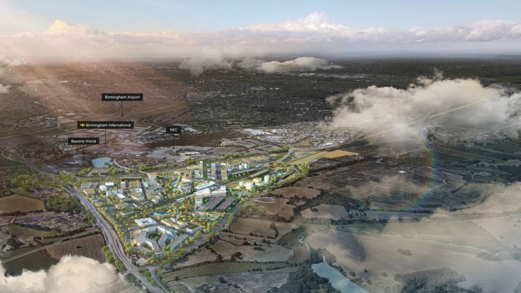 Arden Cross from above. The site covers 346 acres - equivalent in size to London's Hyde Park (Image from Arden Cross Ltd)