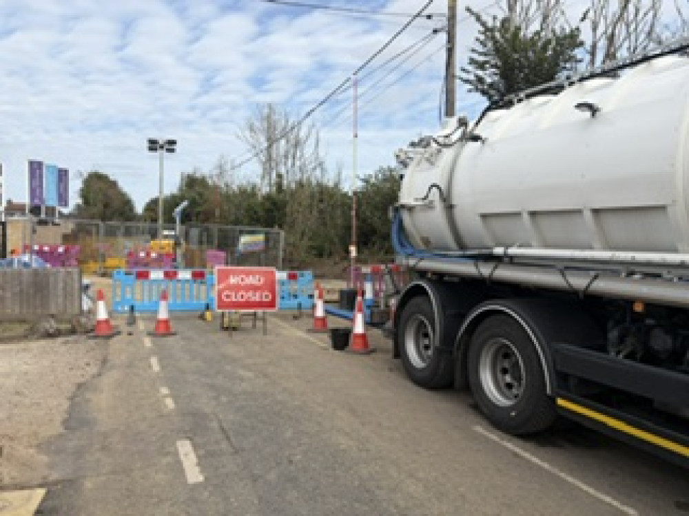 The scene at the sewer breach this afternoon.