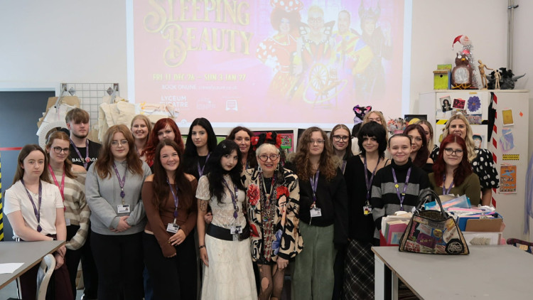 Su Pollard visited Cheshire College - South & West’s Crewe campus to meet art & design students and launch a live design brief for 2026's Crewe Lyceum Theatre pantomime (Photo: Supplied).