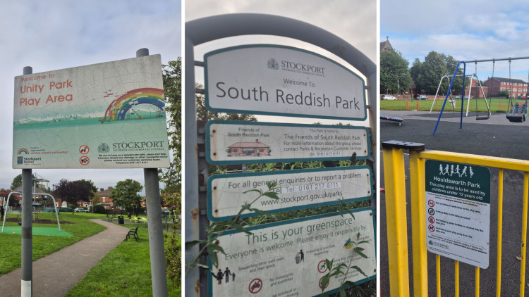 Houldsworth Park, South Reddish Park and Unity Park will each receive £80,000 to help build a set of new 'accessible and inclusive' play spaces (Images - Stockport Council)