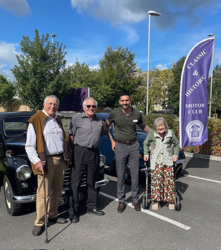 Crandon Springs Care Home resident 100 year old Greta, enjoyed looking at the beautiful classic cars when they visited the home. She’s pictured here with Deputy Manager Mathews and two members of the Classic & Historic Motor Cars Club.