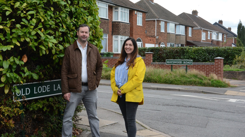 Elmdon councillor Laura McCarthy with campaigner Michael Ward at the junction (Picture via Laura McCarthy)