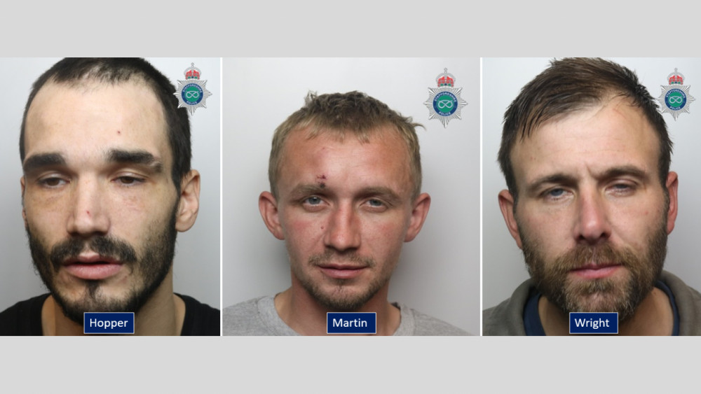 James Hopper, 35, of Bucknall; John Martin, 32, of no fixed address; and Adam Wright, 37, of Boothen, appeared at Stoke-on-Trent Crown Court (image via Staffordshire Police)