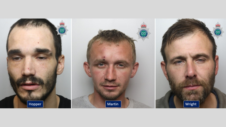 James Hopper, 35, of Bucknall; John Martin, 32, of no fixed address; and Adam Wright, 37, of Boothen, appeared at Stoke-on-Trent Crown Court (image via Staffordshire Police)