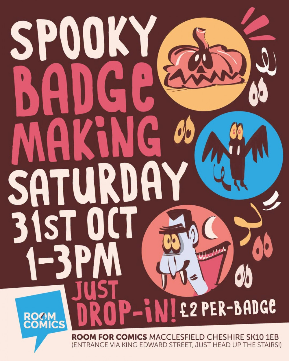 Drop-in SPOOKy BADGES on Saturday 31st October, 1-3pm.