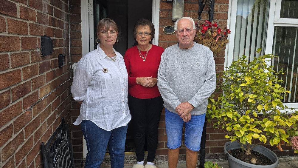 Heidi Reid, of the Crossfield Road and Kent Avenue Bungalow Committee, with residents Pam Blackley and Alan Archer (Credit: LDRS)