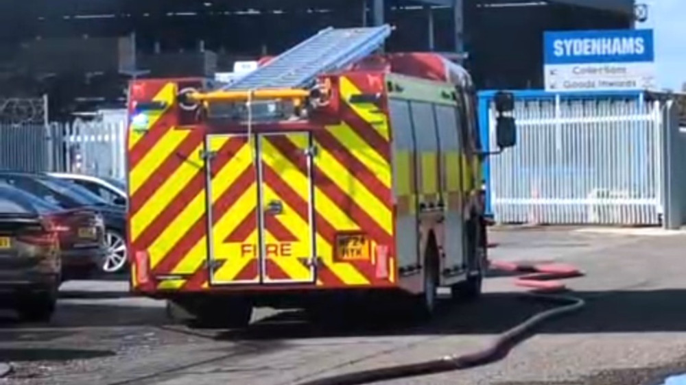 hree fire engines responded to a blaze at Sydenhams timber yard in Glastonbury on Wednesday, 30 September. ((LL/DILY))
