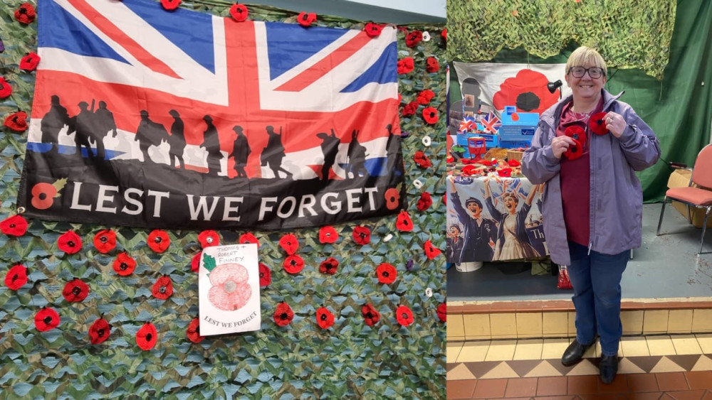 Steph Rowley with her poppies at Longton Market (image via Steph Rowley)