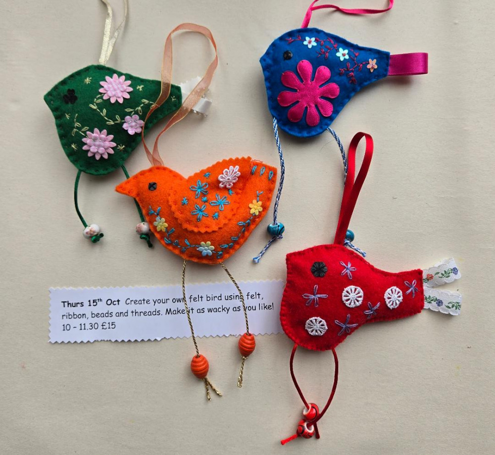 Create an embroidered felt bird