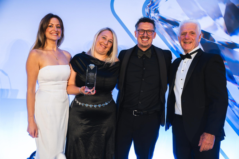Tina Malam, second from left, wins care leader of the year and registered manager of the year. (Photo: Right at Home South Cheshire)