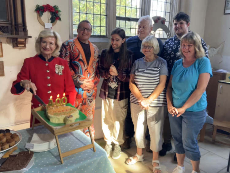 Bell ringers with the Lord Lieutenant of Rutland cutting the bell cake (Photo: supplied)