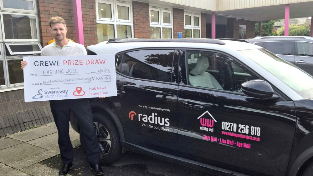 The Wishing Well Project has been handed £854.90 from the latest Crewe Prize Draw, taking the total it has received to £1,633.50 (Photo: Ryan Parker).