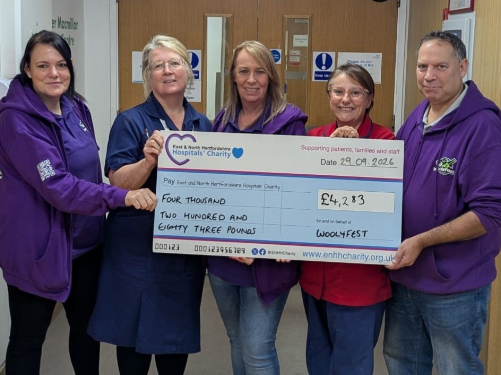 The money was raised for East and North Hertfordshire Hospitals’ Charity