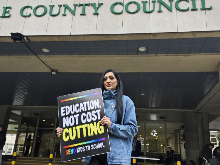 Sharanjeet Rodrigues, of Leicester, who helped organised the protest (CREDIT: LDRS)