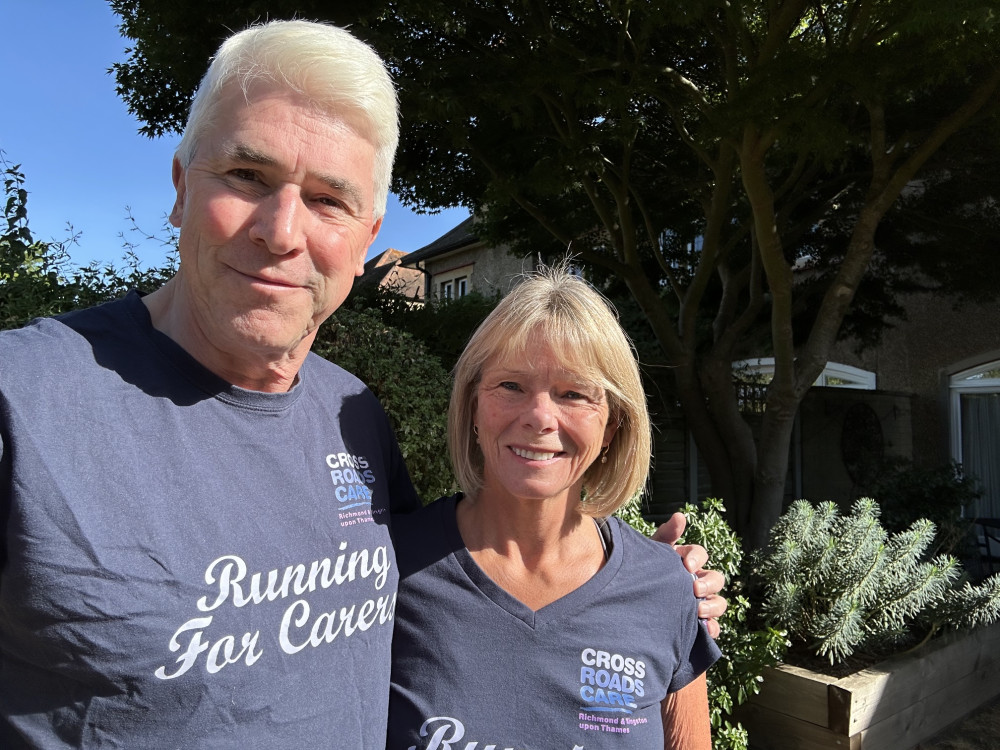 Crossroads Care Trustee Geoff and his wife Helen will be zip wiring across Twickenham's Allianz Stadium to raise money for the charity (Image supplied)