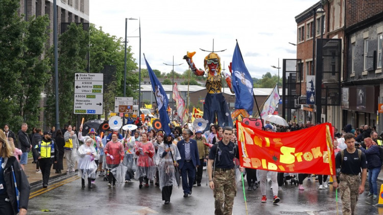 The People's Parade saw creatives, performers and organisations take to the streets in Hanley (image via Nub News)
