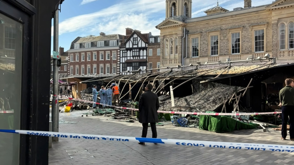 Several stalls at Kingston's Market Place were destroyed in a fire earlier this week (Credit: Nub News)