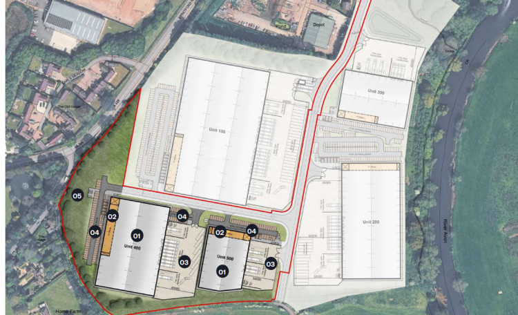 Five industrial units are planned for the land at Stratford Road (image via planning application)
