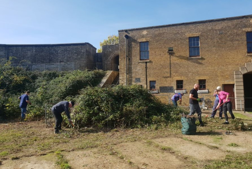 Volunteers at work at Coalhouse Fort. 